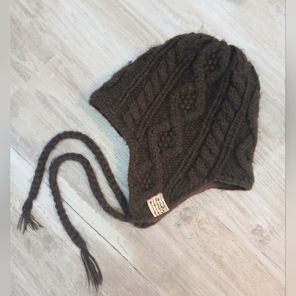 Burton Women's cable knit snowboarding toque winter beanie brown hat - Picture 5 of 7